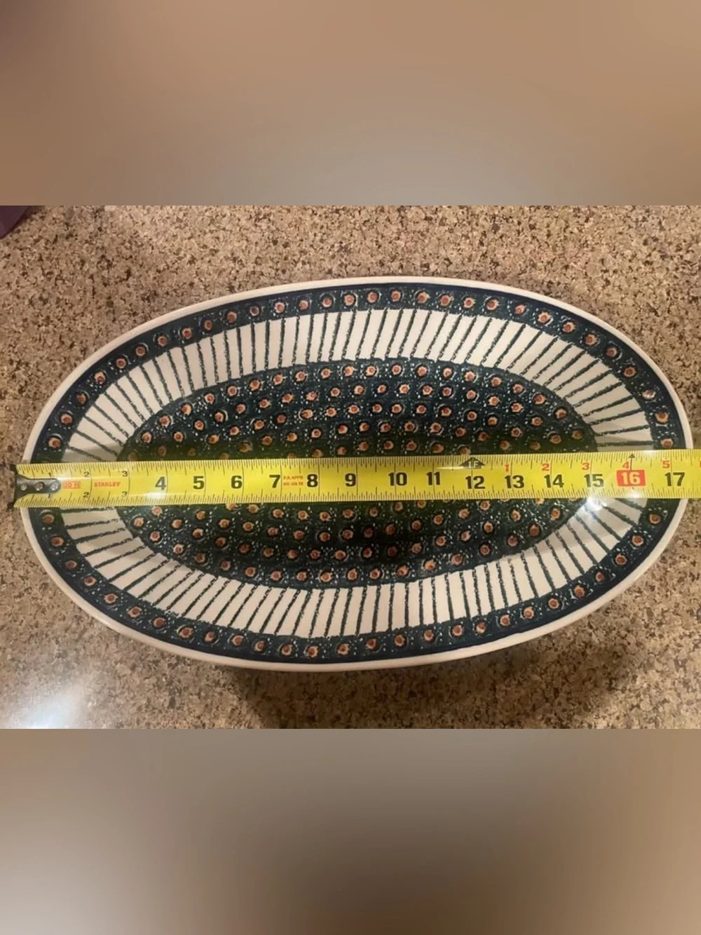 Authentic Polish Pottery Large 17” Oval Platter